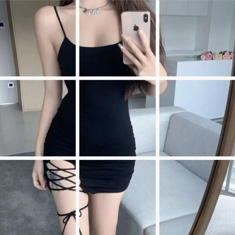 

Summer Spice Girl Sling Dr Women's Sexy Design Slim Fit Elegance H-Line Polyester Fiber Tee-Quarter Sve Ci Walk