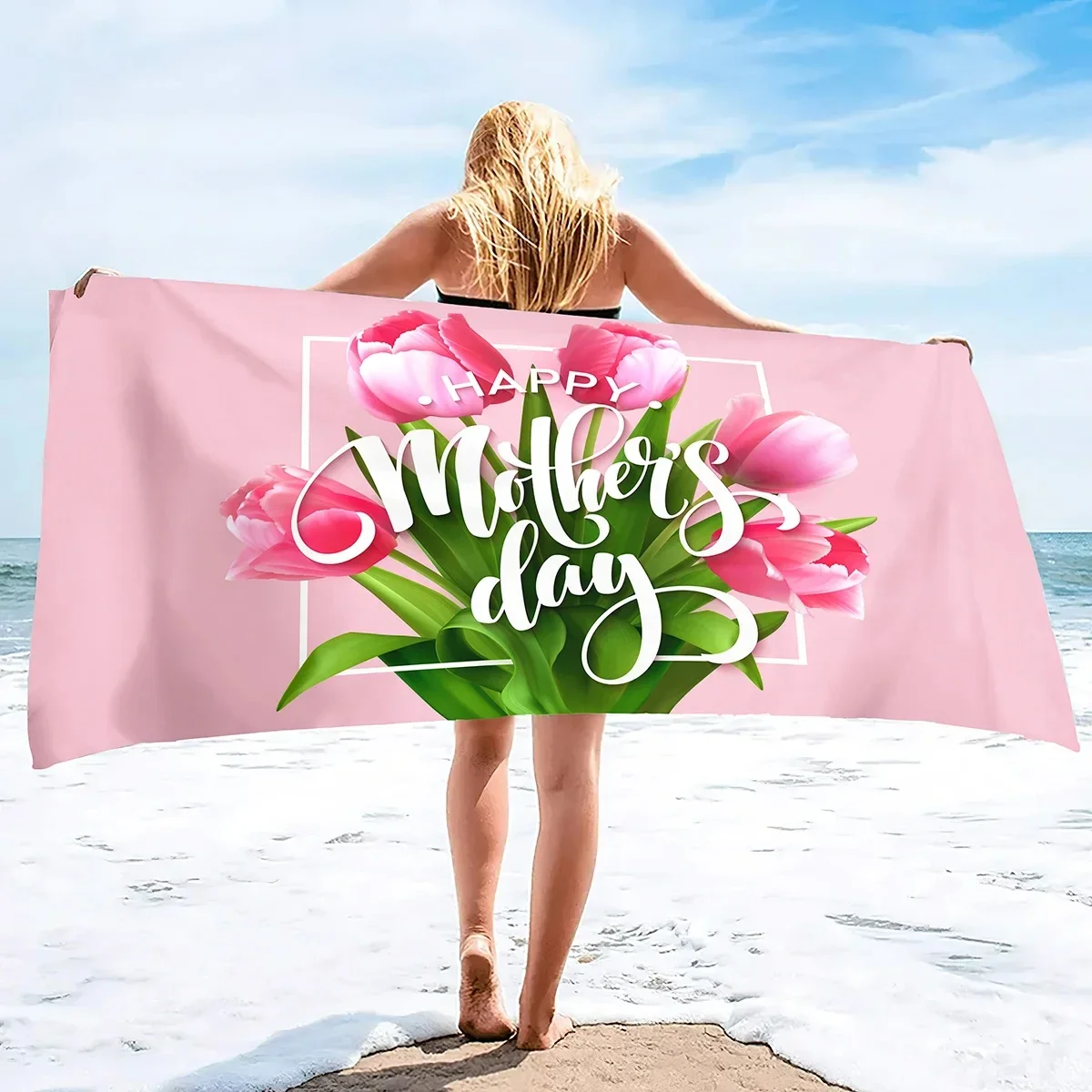 Happy Mother's Day Beach Towel Quick Dry Sand Free Bath Towel For Women Gift Microfiber Swimming Cover Lightweight Face Towels