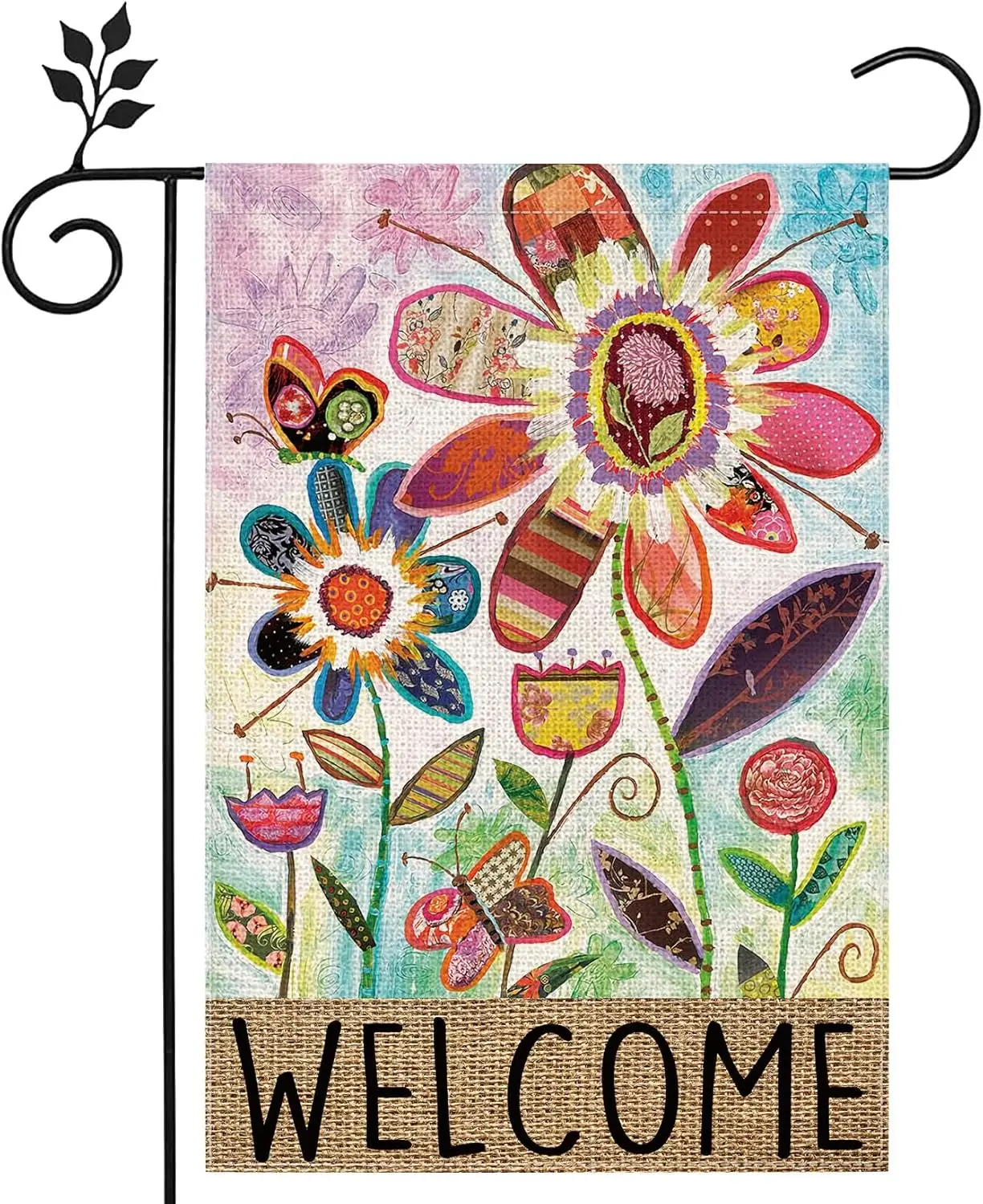 Whaline Flower Garden Flag Colorful Floral Yard Flag Double-Sided Spring Summer Welcome Outdoor Flag for Patio Lawn, 12.5 x 18 I