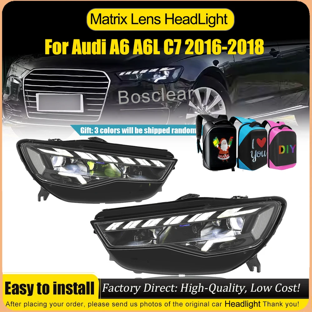 

2 шт. автомобильные фары для Audi A6 A6L C7 светодиодные фары в сборе 2018 2017 2016 C7 фары Drl линзы проектора автомобильные аксессуары