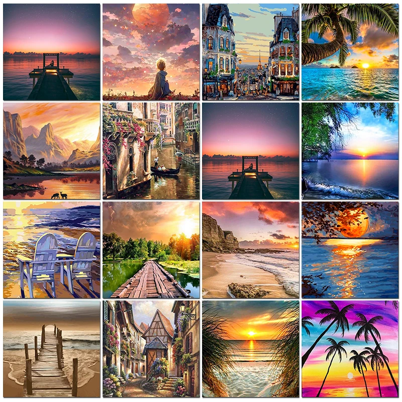 

SDOYUNO 60x75cm Frame Diy Painting By Numbers Sunset Seascape Acrylic Paint On Canvas Draw Coloring By Numbers For Diy Gift