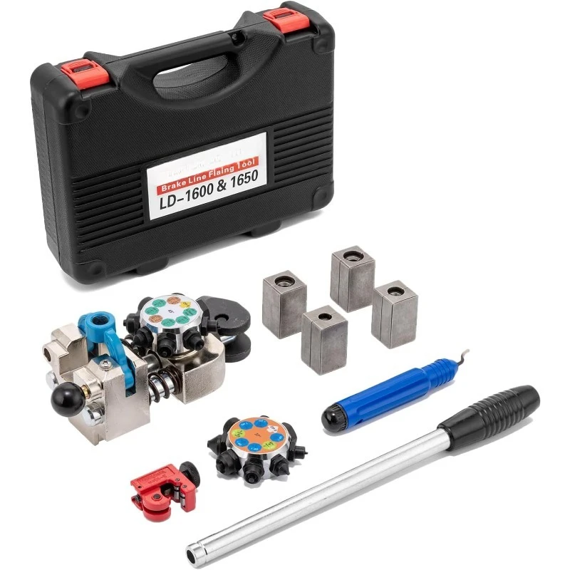 

Professional Brake Line Flaring Tool Kit 45/37 Degree Set - Single, Bubble, and Double Flares for 3/16"–3/8", Brake Repair Brake