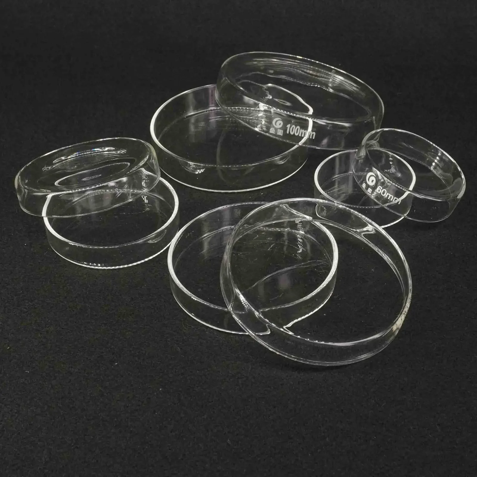 Lab Cell Clear Sterile Chemical Instrument 60/75/90/100/120mm Borosilicate Glass Petri Culture Dish With Lids