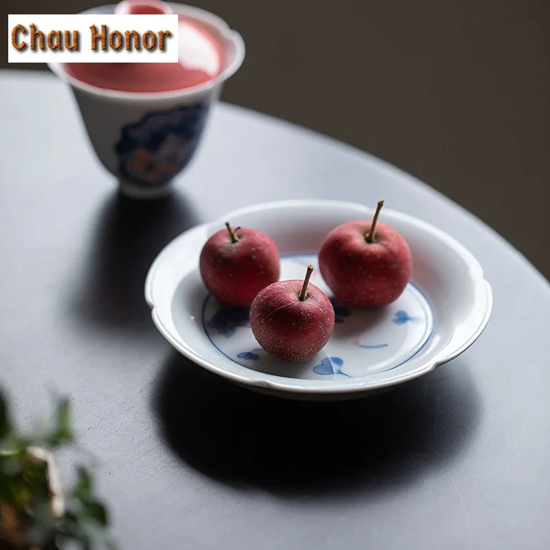 Boutique Pure Handpainted Love Of Butterfly Art Ceramic Tea Trays Zisha Pot Bearing Holder Plates For Snack Support Tea Ceremony view 5