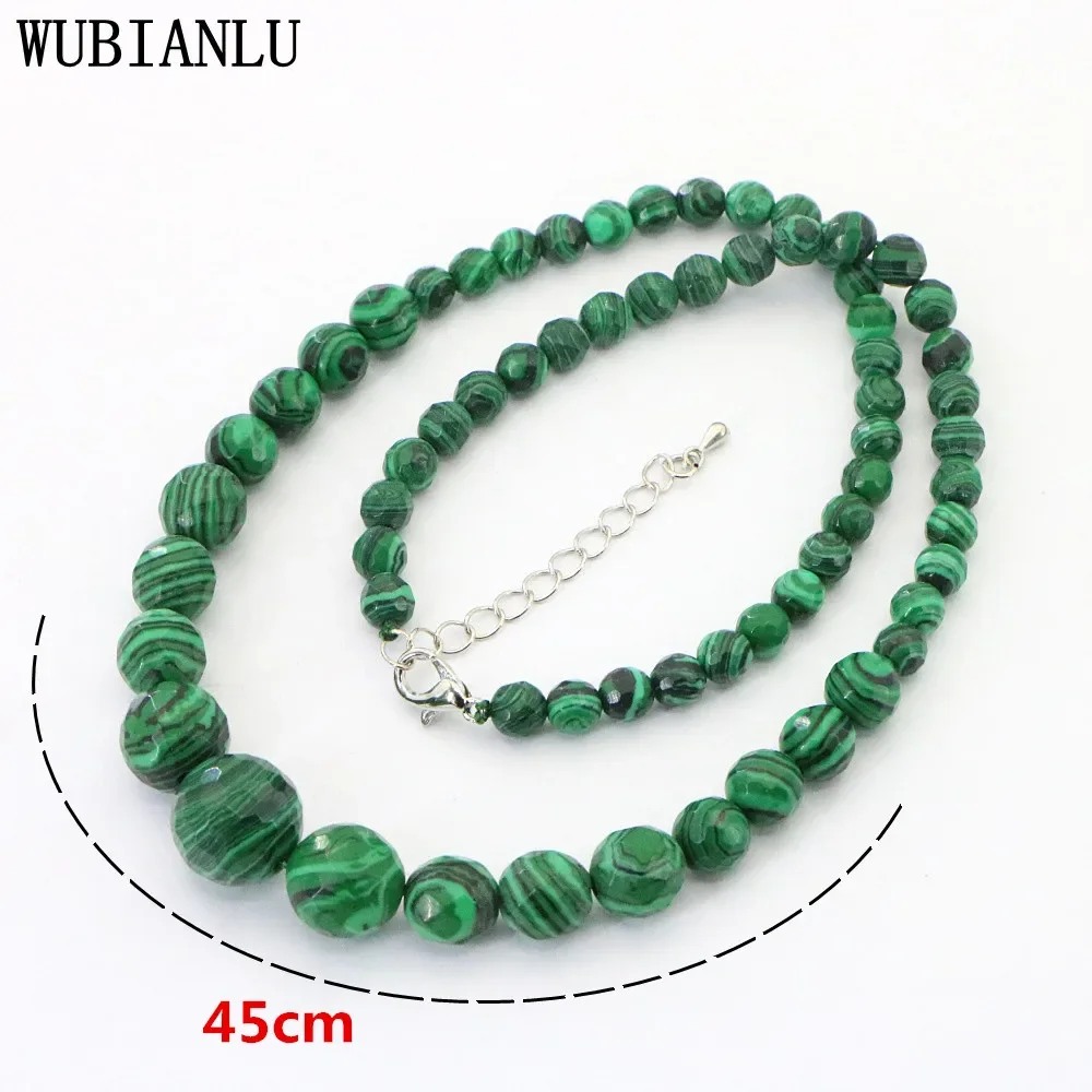 Livraison Gratuite Green Vogue 6-14mm Malachite Round Beads Collier 18\