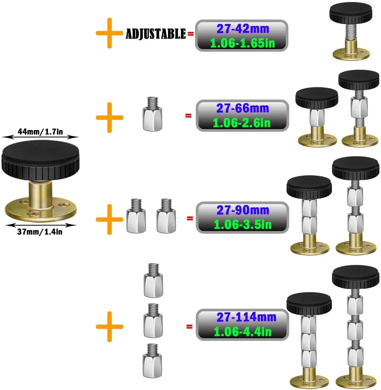 2 Pack of 6 Screws Bed Frame Anti-Shake Tool,Bedside Antishake Telescopic Support Stabilizer for Room Wall,Beds,Cabinets,Sofas.