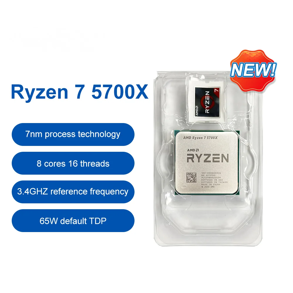 Ryzen 7 5700X CPU R7 5700X Processor for B550 3.4 GHz 8-Core 16-Thread 7NM L3=32M Socket AM4 Processors Bulk CPUs