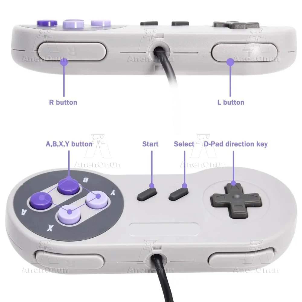 SNES/SFC 클래식 컨트롤러 유선 게임패드 컨트롤, 레트로 엔터테인먼트 시스템, 비디오 게임 콘솔, 게임 조이패드 액세서리, 16 비트