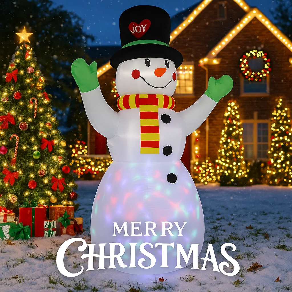 5.91피트 LED 조명이 있는 풍선 장난감 눈사람 가족 크리스마스 장식품 야외 크리스마스 용품 가정 장식품 휴일 선물