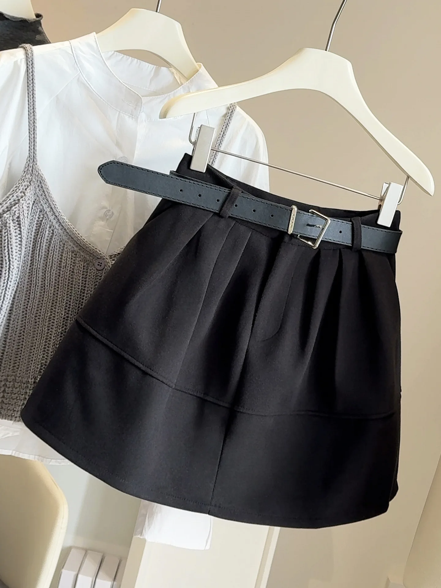 Puszysta spódnica Mao, damska spódnica w kształcie litery A, nowa spódnica wyszczuplająca z wysokim stanem na jesień i zimę, spódnica w kształcie pączka lampionu.