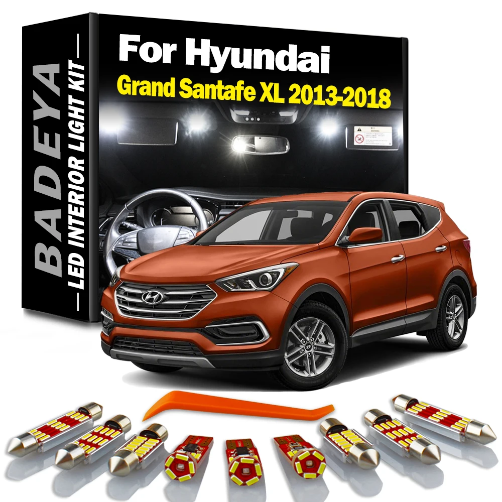 BADEYA 12Pcs LED Bulb Interior Sun Visor Light Kit For Hyundai Grand Santa Fe Santafe XL Maxcruz 2013 2014 2015 2016 2017 2018