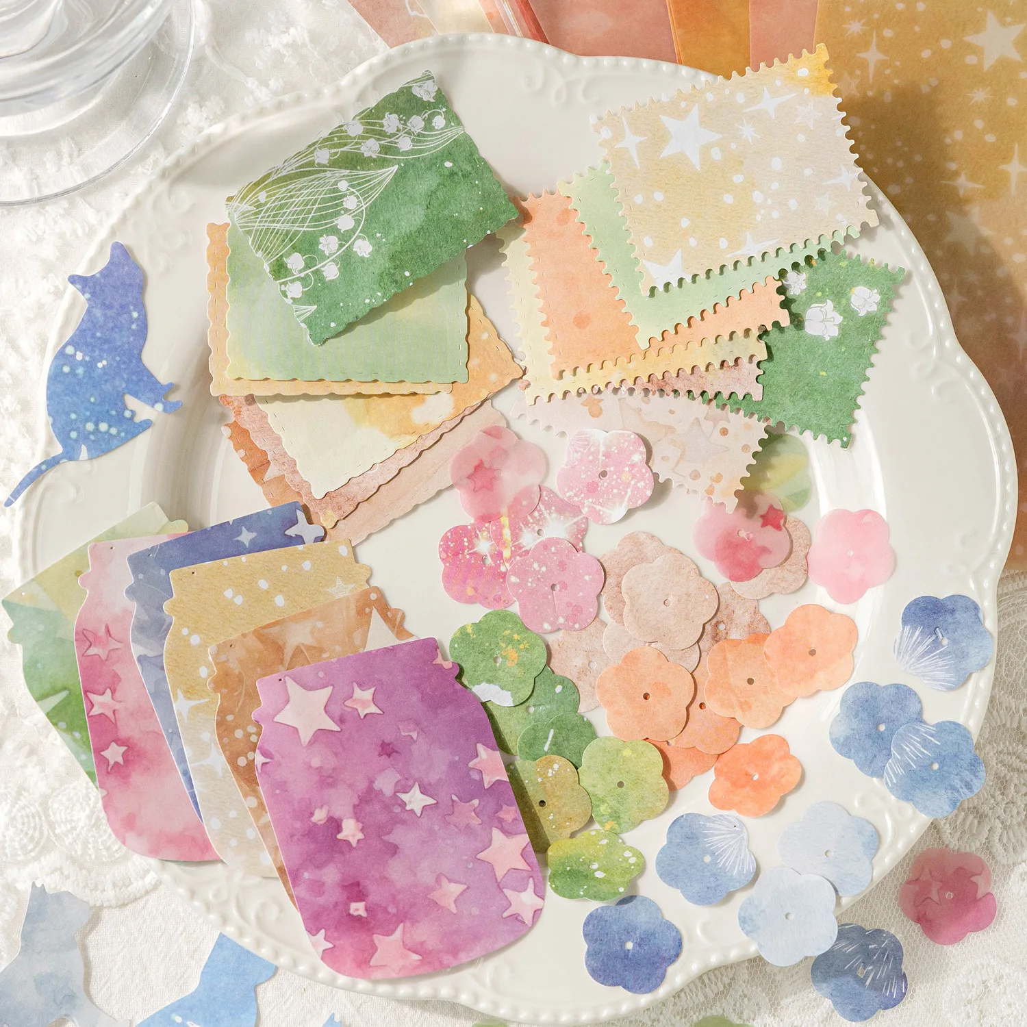 20 ورقة عتيقة من مادة متدرجة الألوان، ورق لاصق يمكنك صنعه بنفسك لخلفية حساب اليد المزخرفة