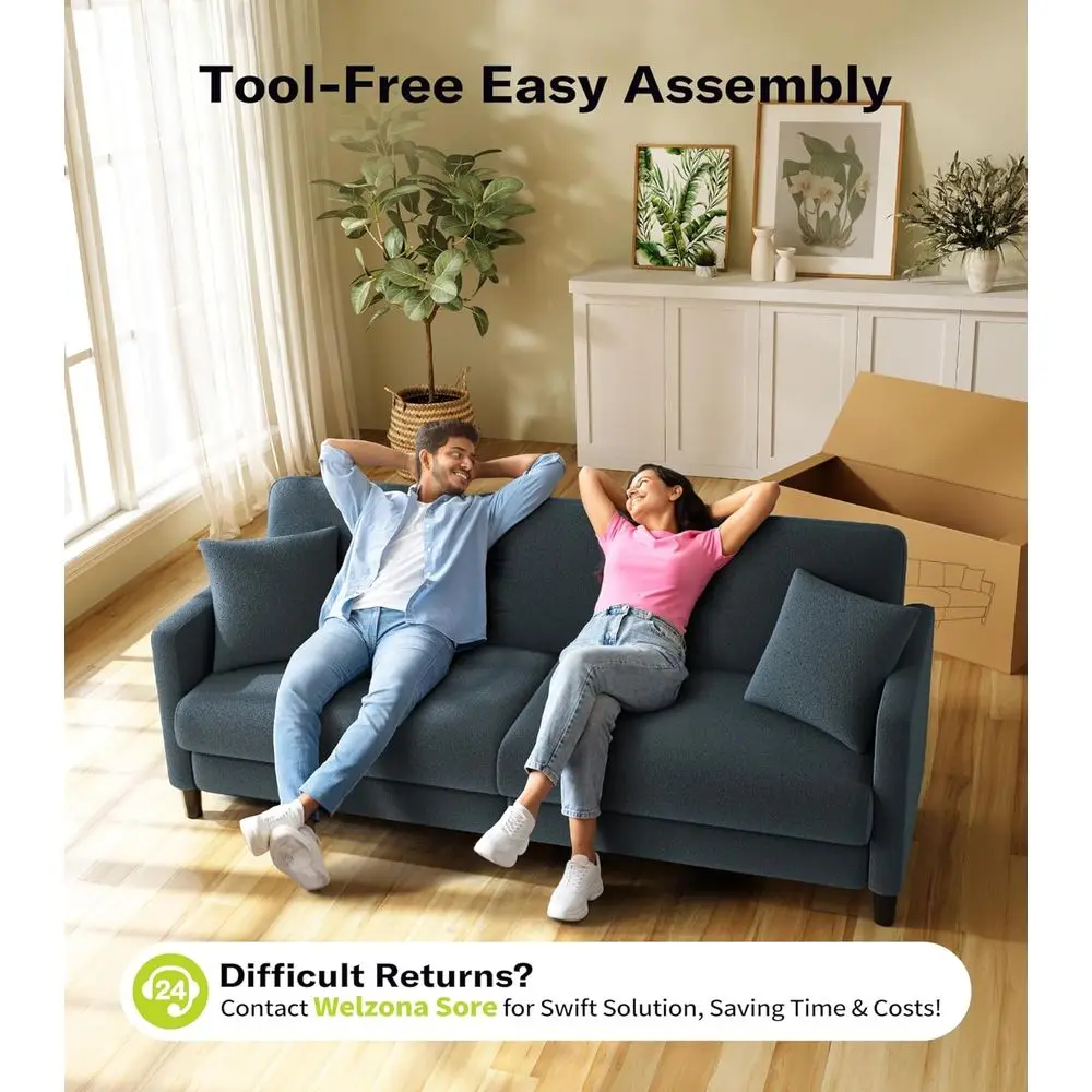 أرائك مريحة مقاس 83 بوصة لغرف المعيشة، مقاعد محببة من القطيفة، أريكة تيدي مريحة، إعداد مقاعد Loveseat بدون أدوات، أرائك خشبية لمقعد الحب #6