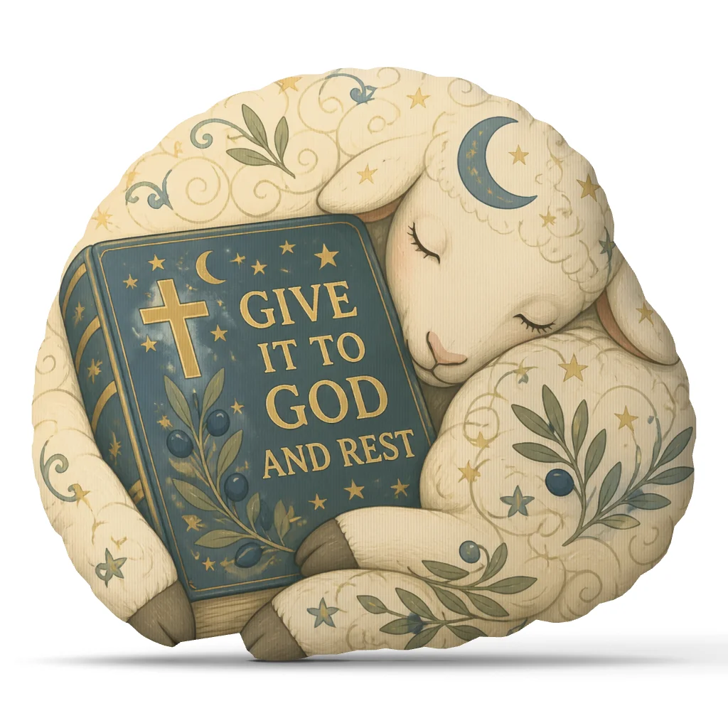 Give It To God And Rest Lamb Pillow Christian Faith Cushion Stuffed Plush Throw Pillow Religious Healing Gift Home Decor