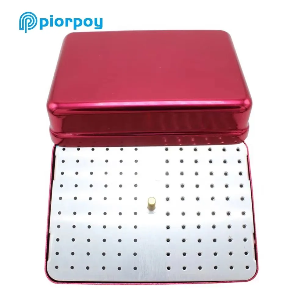 PIORPOY-caja de soporte para limas Endo para desinfección Dental, caja de agujas de alta velocidad con 120 agujeros, fresas de diamante, caja esterilizadora de Autoclave