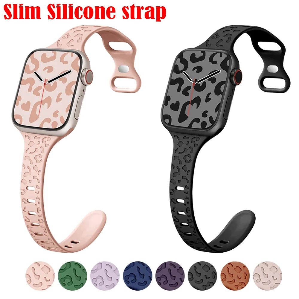 Slim band for Apple watch Strap 40mm 44mm 41mm 45mm 49mm 38mm 45 Silicone correa bracelet iWatch series 8 5 se 6 7 3 Ultra strap