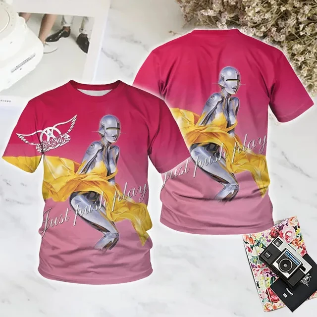 Men's All Over Print T-Shirt, Retro Rock Band Graphic Tee