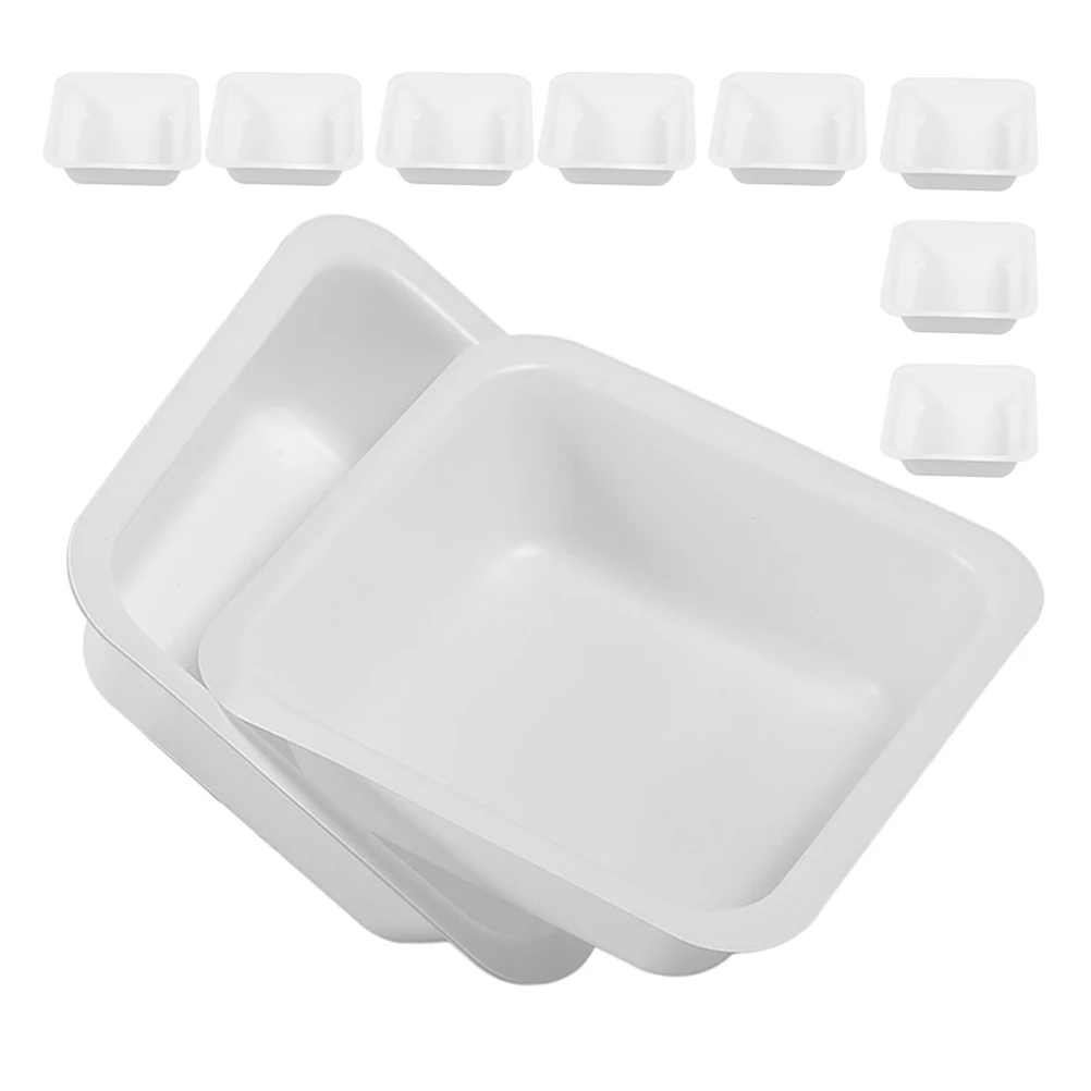 

10 Pcs Square Weighing Disc Dry Powder Containers Lab Equipments Plastic Chemistry Boat