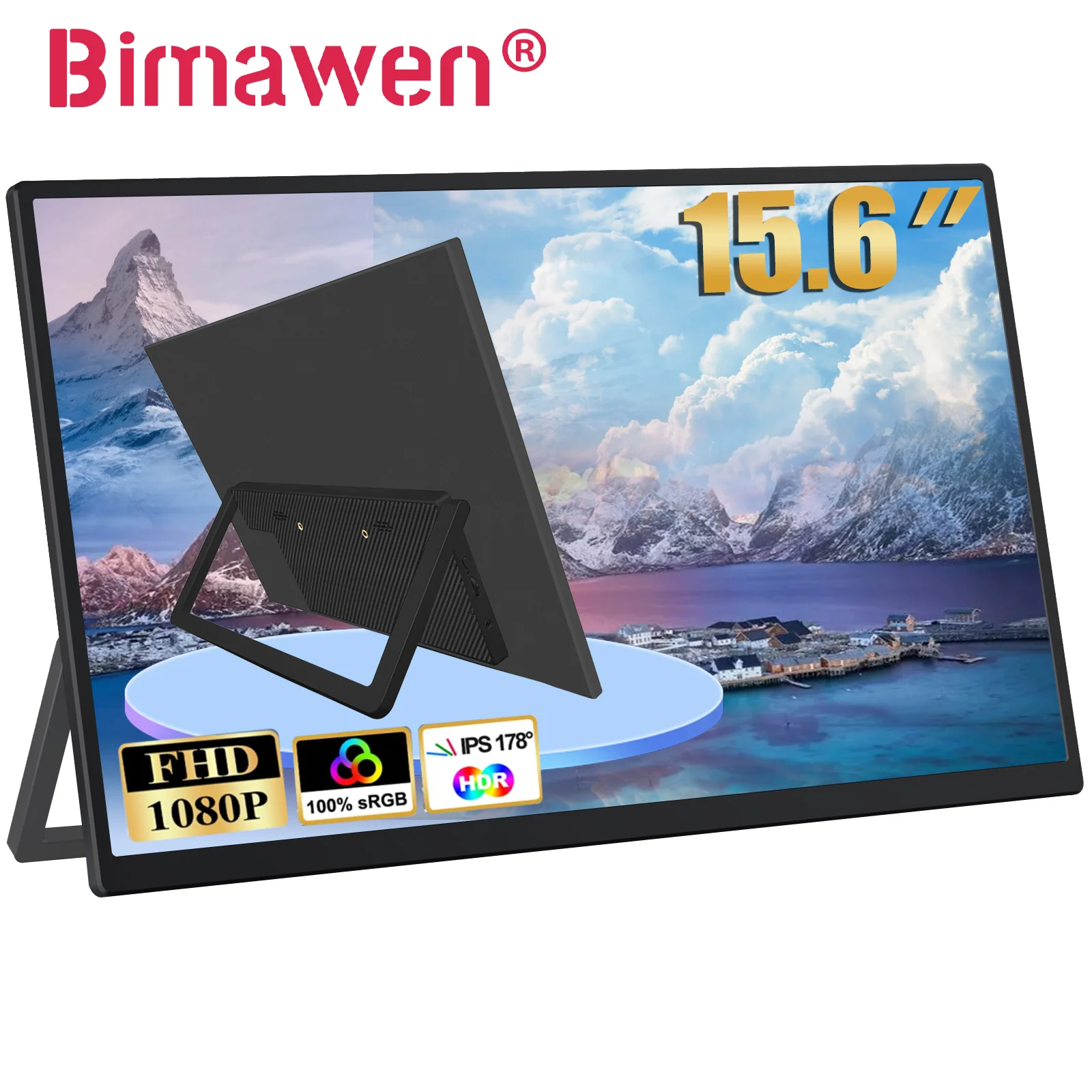 

Bimawen 15.6 Inch Portable Monitor FHD 1080P IPS with Stand 180° Adjustable Travel Monitor for Laptop PC Phone PS5/4 Xbox Switch