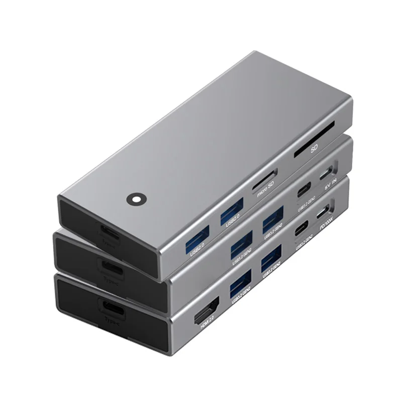 10Gbps USB C USB-C Type-C 3.2 Gen2 Hub 10Gbps 4 5 In 1 USB3.2 Gen 2 Hub Laptop Docking Station with M.2 NVME NGFF SSD Enclosure