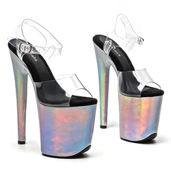 Leecabe 20cm/ 8inches PVC Upper  shiny PU cover    platform  high heel sandals  pole dance shoes