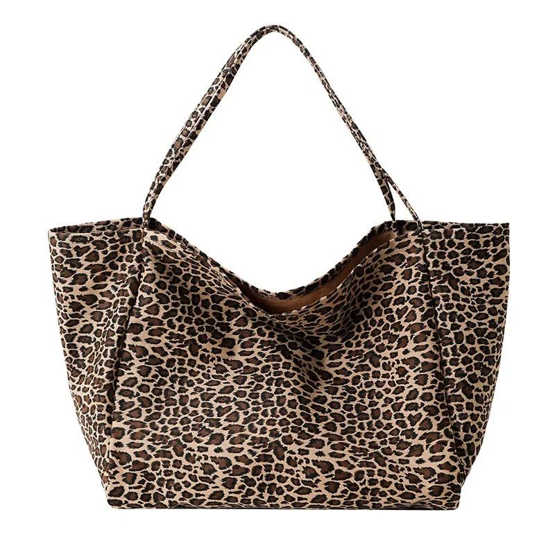 Bolso de compras informal de estilo perezoso con estampado de leopardo Popular, bolso para axila de estilo extranjero europeo y americano de gran capacidad