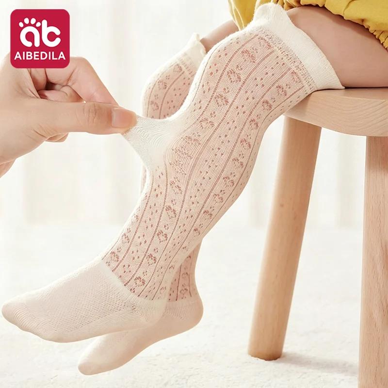 AIBEDILA Infant Boys Summer Mesh Knee High Socks Breathable Anti Mosquito Long Leg Socks Newborn Outdoor Protective Stockings