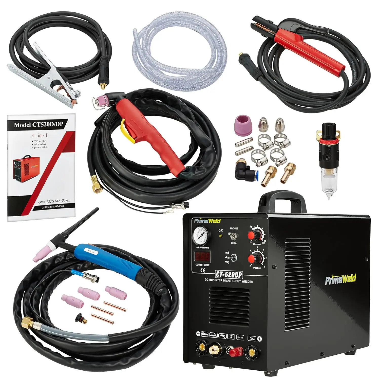 Pilot Arc 50A Plasma Cutter, 200A TIG/Stick Welder Combo, Multipurpose Welding Machine for Home or Jobsite Use with 1/2-inch