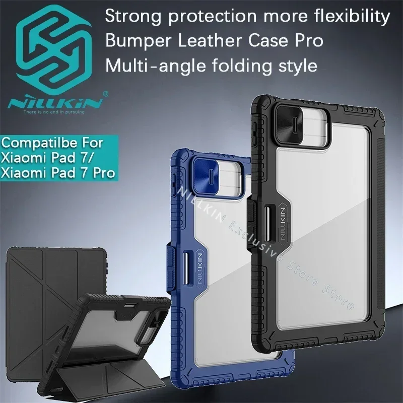 

Чехол Nillkin для Xiaomi Pad 7/Pad 7 Pro, кожаный бампер Pro, многоугольный складной защитный чехол для камеры с держателем для карандашей