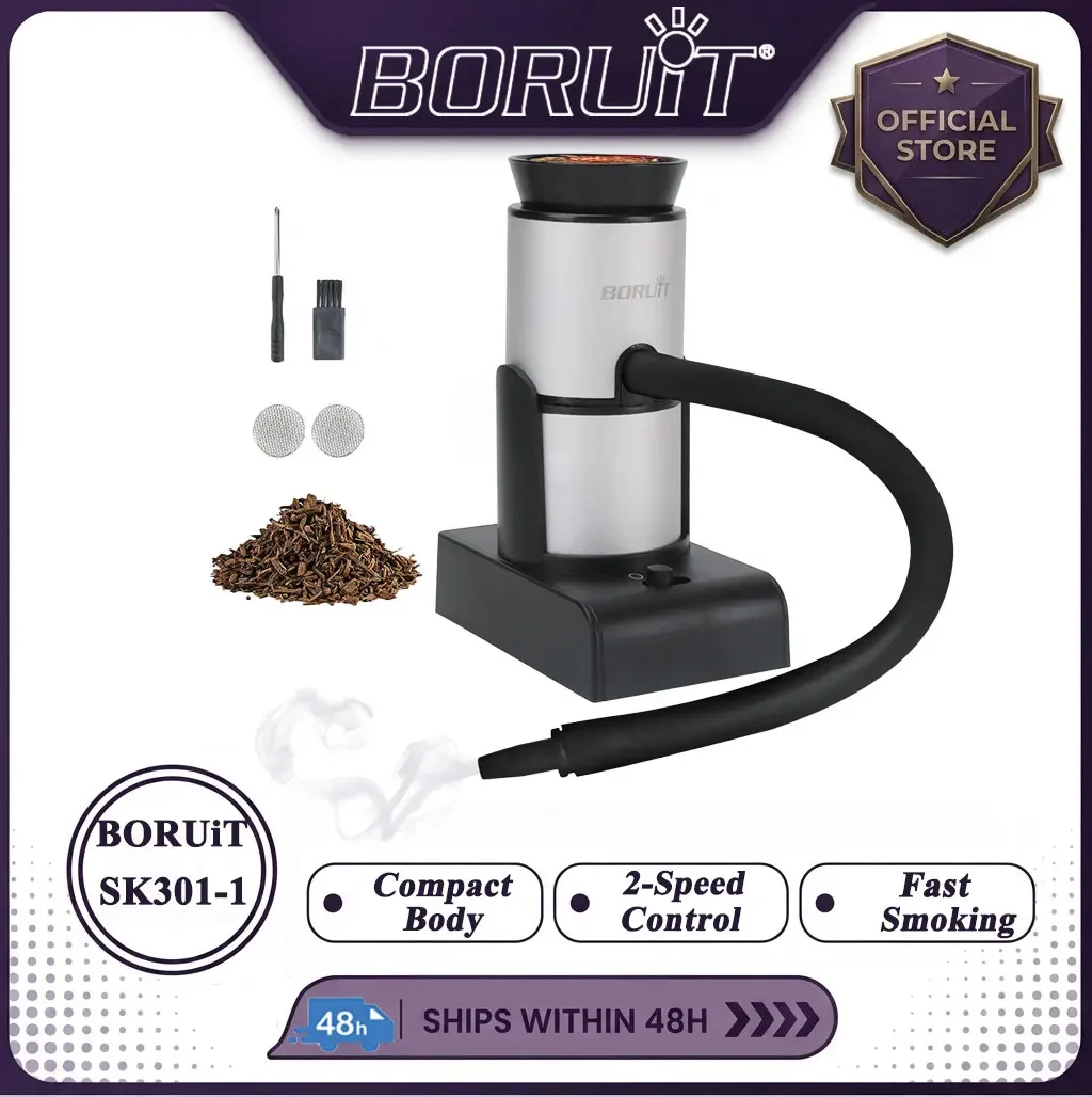 BORUiT Upgraded Food Smoke Infuser 2-Speed Cold Smoke Generator Portable Cocktail Molecular Cuisine Smoking Gun BBQ Drink Meat