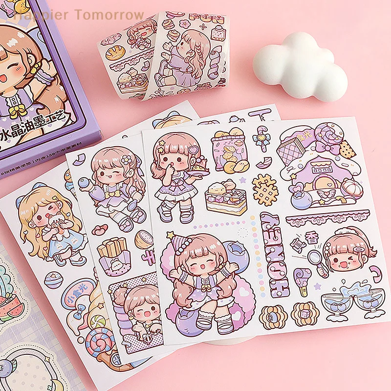 Telado Fang Fang Sticker Handheld Ledger Cute Cartoon Ins Style Girl And Paper Handheld Ledger Sticker