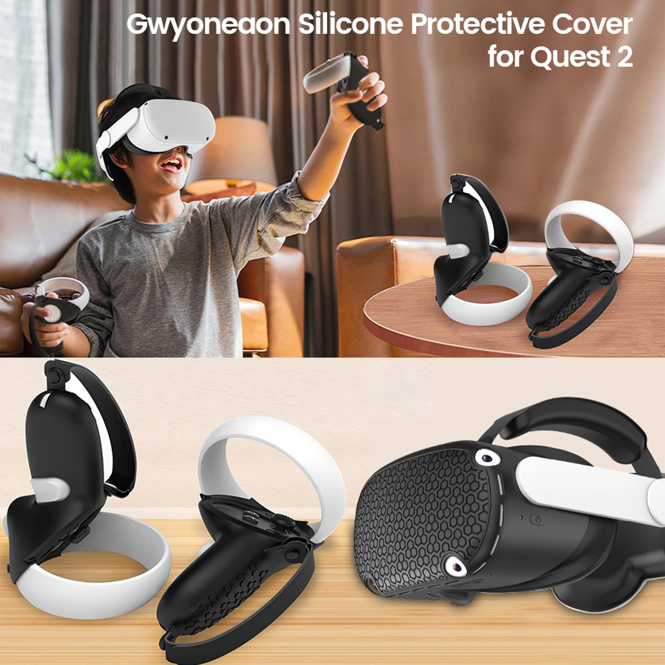 Silicone Protective Cover Shell Case For Oculus Quest 2 VR Headset Head Face Cover Eye Pad Handle Grip Button Cap VR Accessories