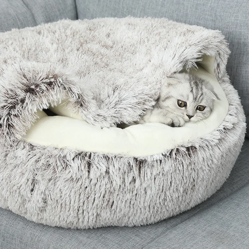 Cat Litter Winter Warm Shell Semi-enclosed Pet Cat Bed Semi-enclosed Kennel Dog Bed Closed Cat Litter Pet Supplies Cat Villa