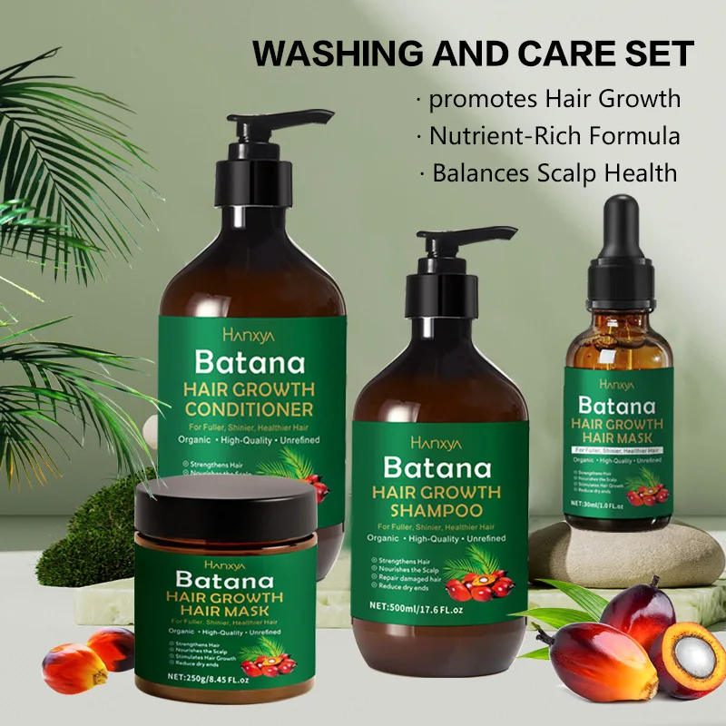 Masker Rambut Mentega Minyak Batana Pelembab, Set Sampo & Kondisioner Memperbaiki dan Menutrisi Rambut Kering