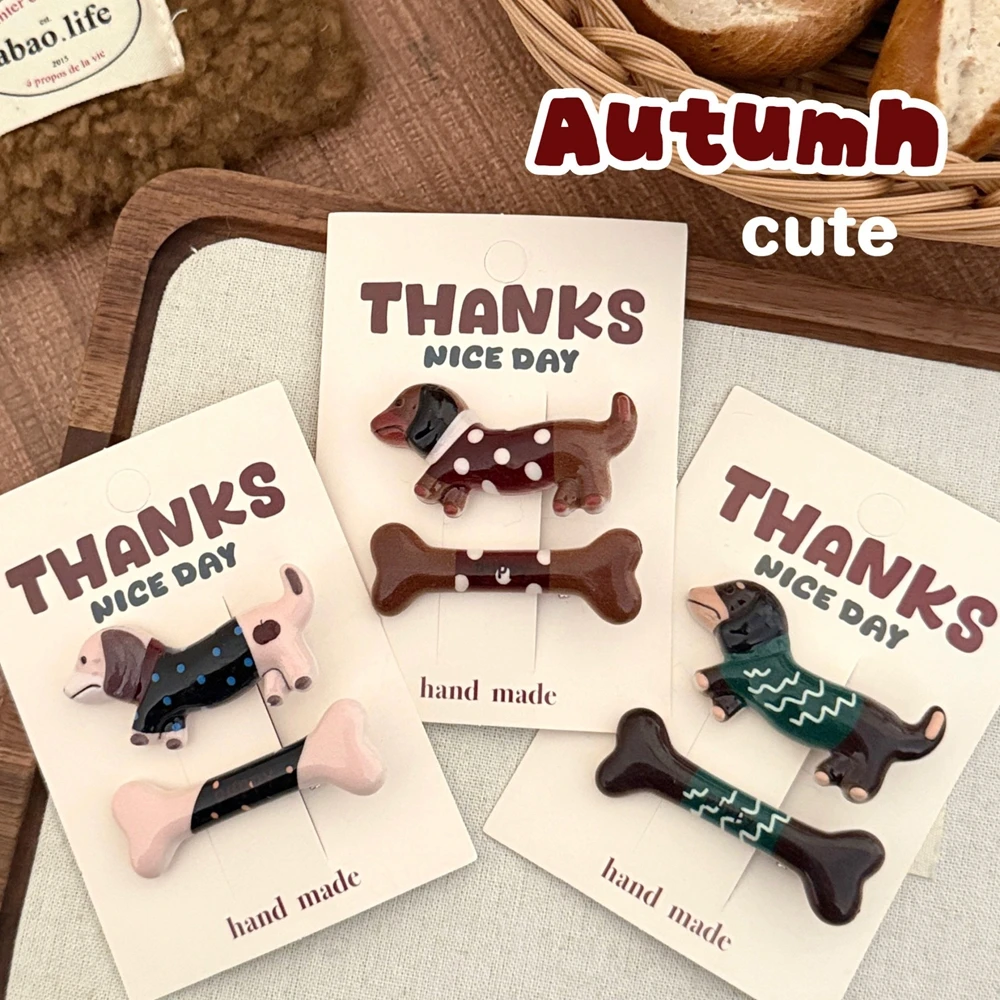 الكورية الاتجاه الجديد سبيكة الراتنج الكرتون الألماني العظام مشبك شعر 2 قطعة حفلة الطالب لطيف منقار البط كليب المرأة إكسسوارات الشعر #4