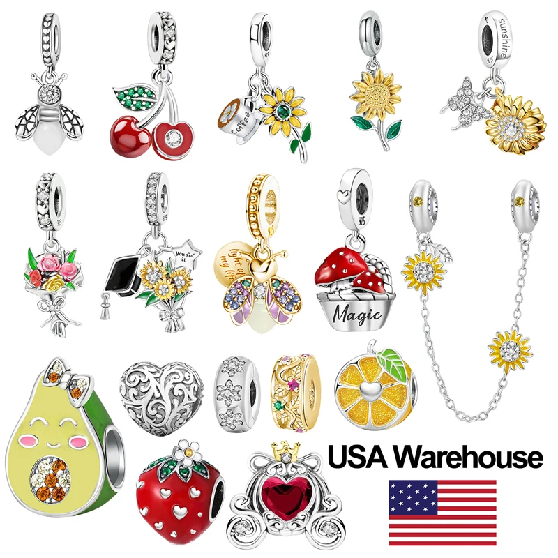 

Стерлингового Серебра 925, милая роза, клевер, подсолнух, подвеска, бусина, подходит для оригинального браслета-панели, высокое качество, ювелирные изделия своими руками для женщин