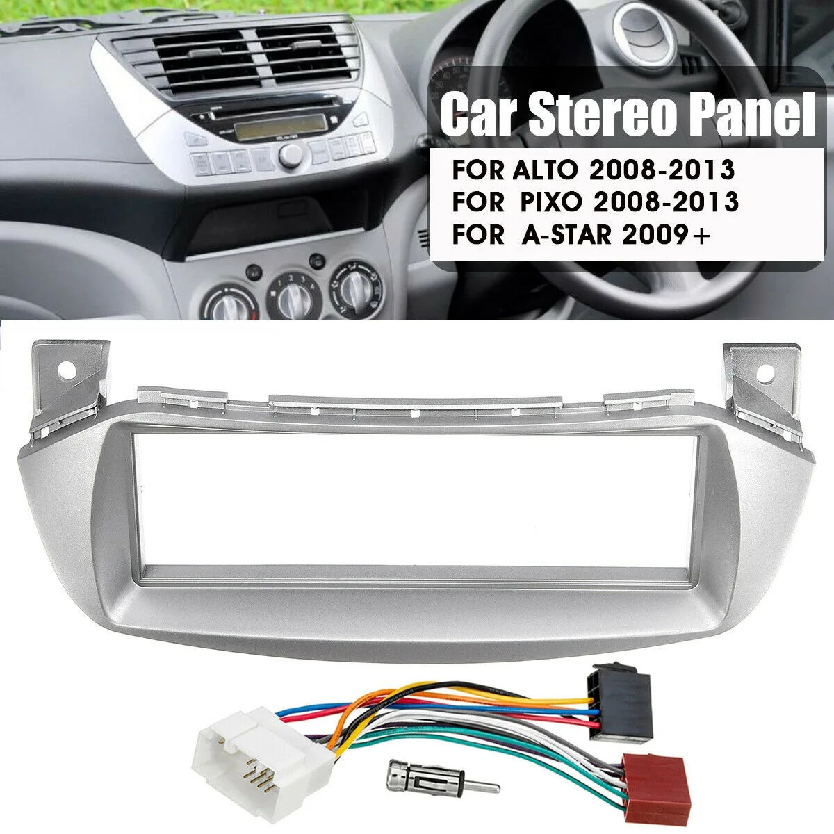 #82B (Silver)Car Stereo Radio Fascia ISO Aerial Fitting Kit for Alto Pixo 2009- 14,Automotive Parts & Accessories