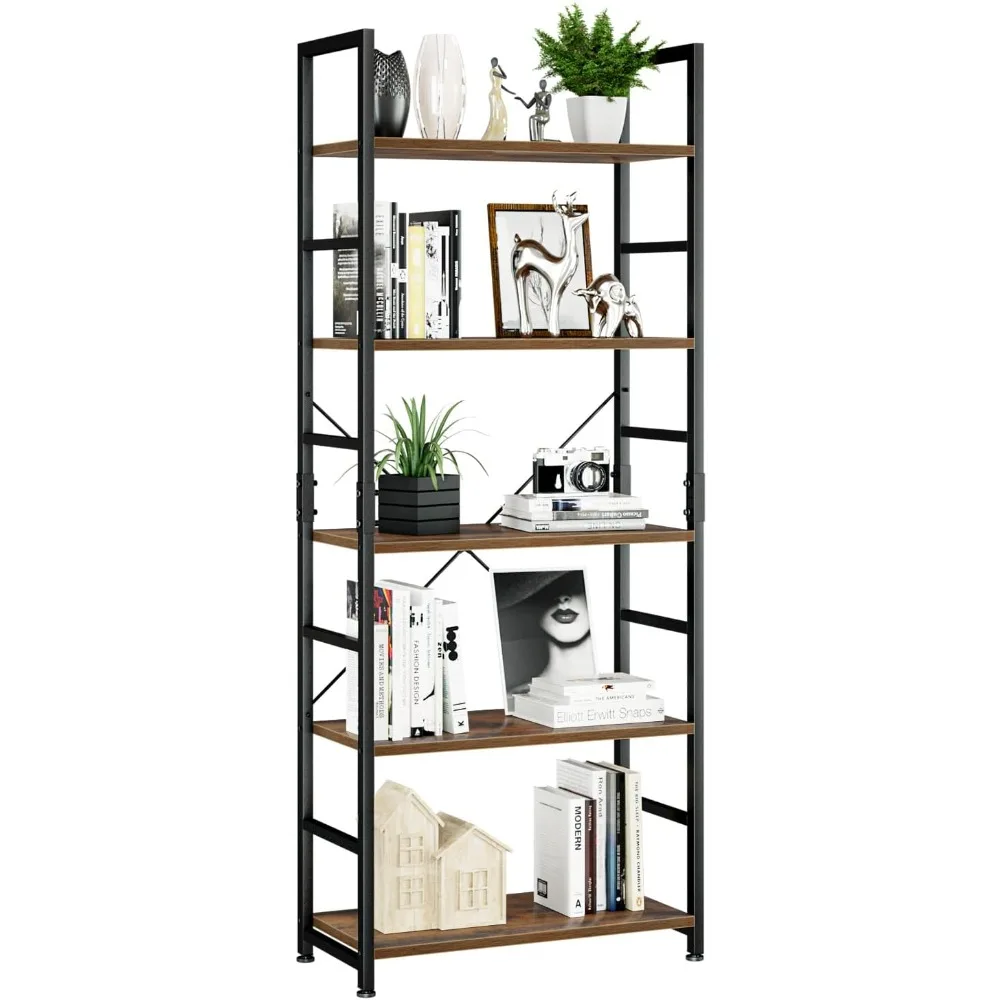 

5-Tier Modern Bookshelf Organizer, Tall Storage Unit for Home Office, Bedroom, and Living Room