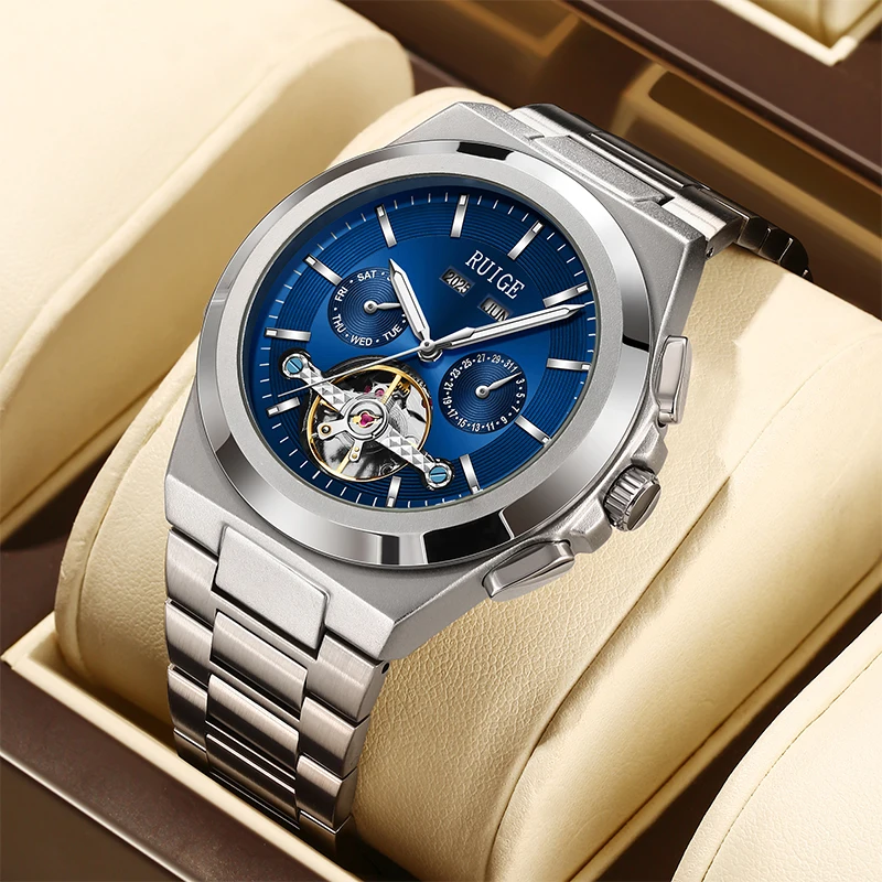 

Мужские механические часы с выдолбленным деловым календарем, многофункциональные фирменные мужские часы, элитные легкие, роскошные, нишевые, повседневные, вер.