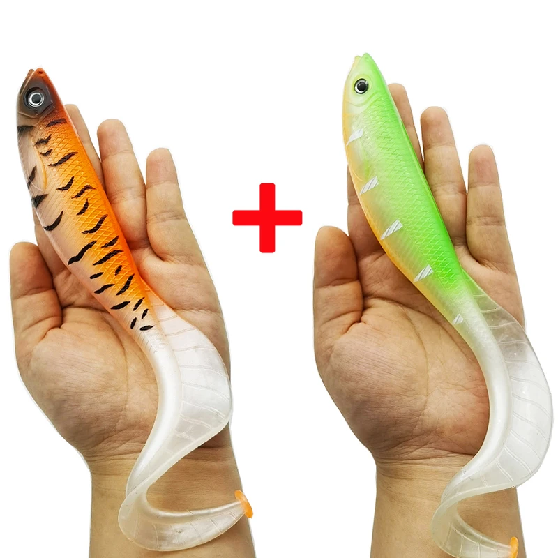2 Stück Angelköder, weicher Köder, 18 cm/64 g, künstlicher Köder, Angel-Set, Ausrüstung, künstlicher Köder für Süß- und Salzwasser