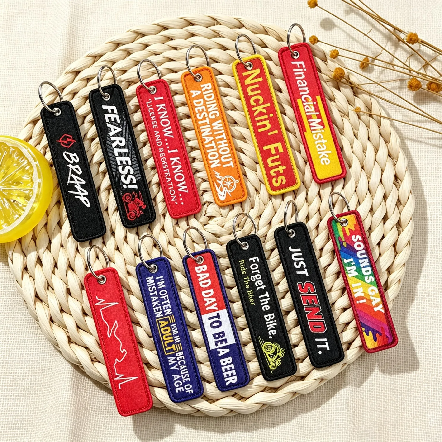I KNOW... I KNOW... "LICENSE AND REGISTRATION" Embroidery Key Fobs Key Tags Keychains Car Keyring Cosplay Accessories Chaveiro