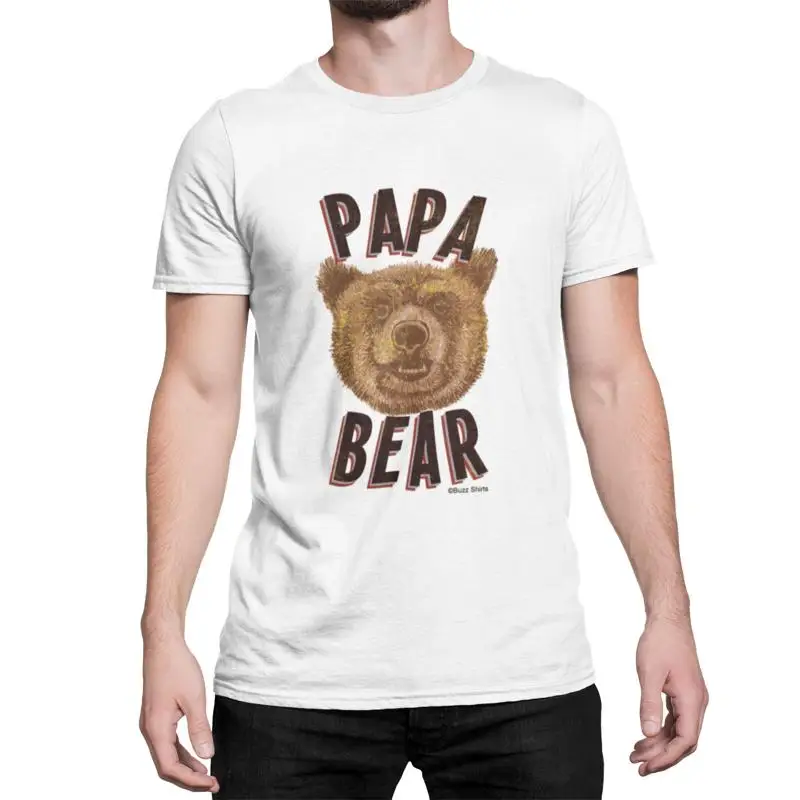 

Забавная мужская хлопковая футболка Papa Bear в стиле ретро, подарок на день рождения