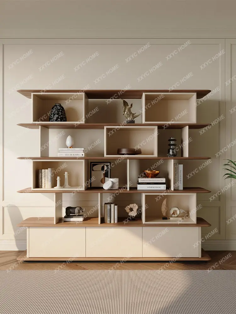 Modern simple floor-to-ceiling bookcase, shelf, bookshelf, office bookcase, integrated wall bookshelf, living room tea cabinet