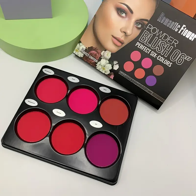 Paleta de blush de 6 cores grande contorno natural maquiagem paleta de sombra de olho fosco blush paleta de beleza, corretivo de longa duração