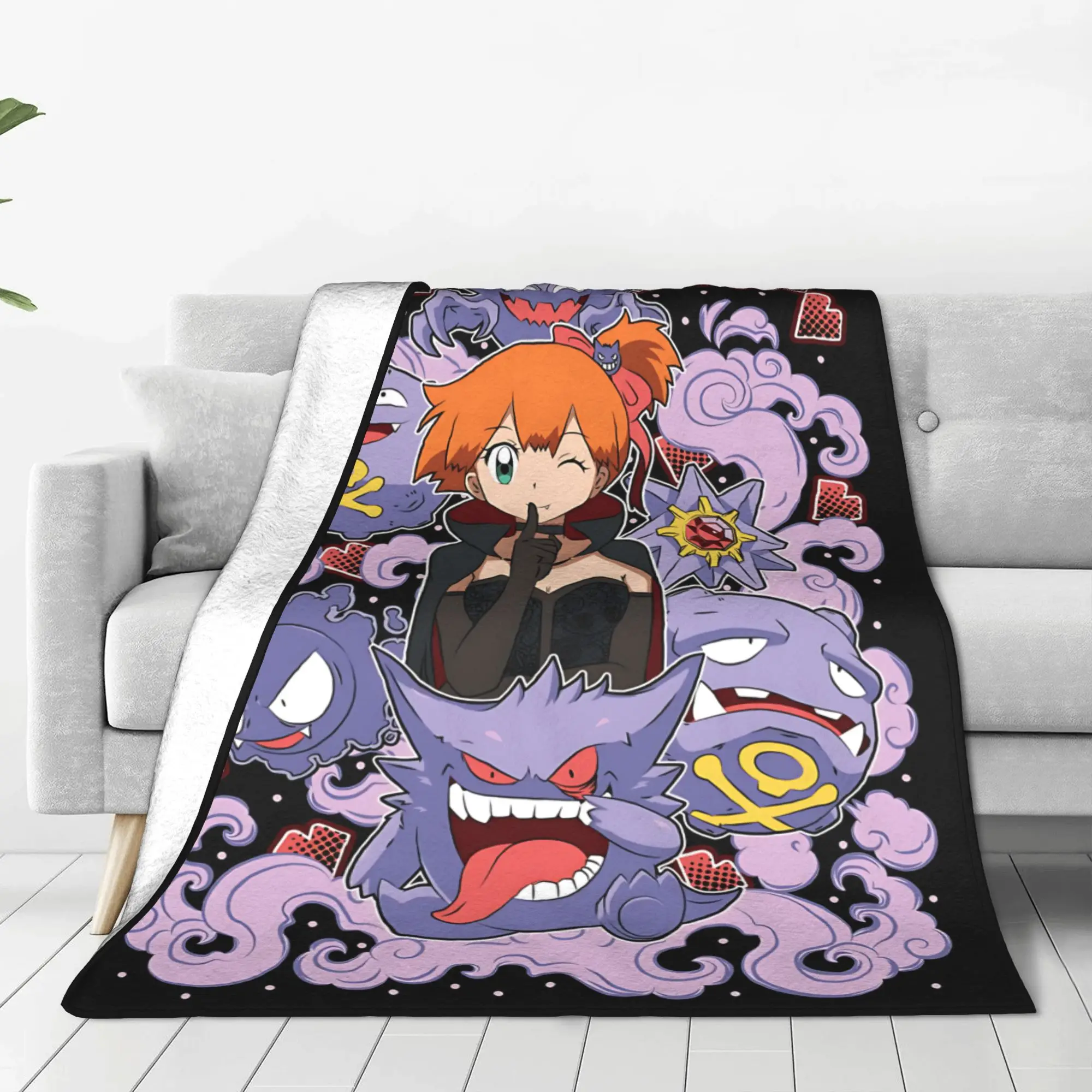 1PC Pokemons Gengar Ghost Winter Blankets for Adults Bedding Home Interior Sofa Knee