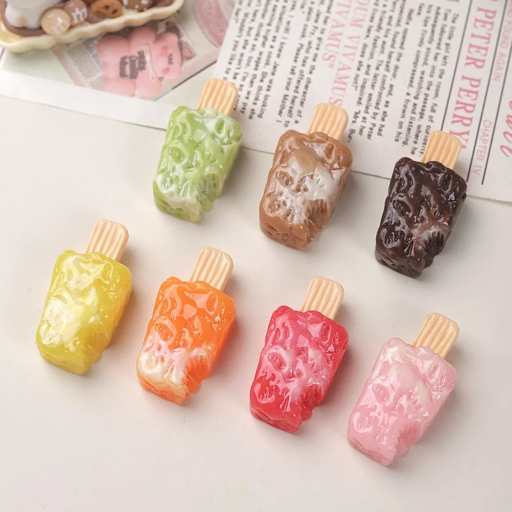 10pcs Mini Kawaii Cute Popsicle Flat Back Cabochons Scrapbook Diy  Party Hairpin Accessories Home Decoration Craft