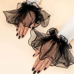 Nail art white backgrounds pearl decoration removable wrist hand sleeves Nail photo shoot decor tulle gloves Manicure Showing