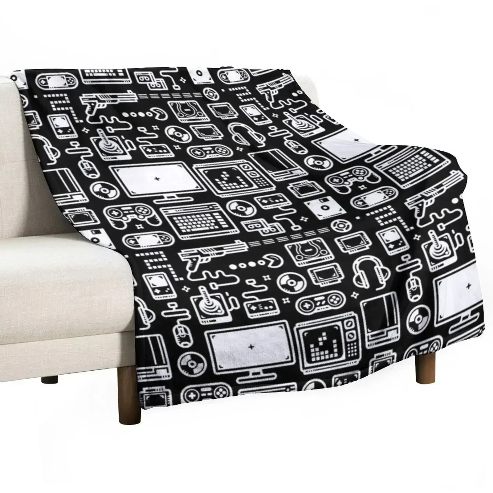 

Retro Gamer Video Game Consoles, PC's, Controllers, Joysticks and Gamepads Throw Blanket Soft Big Polar Warm Weighted Blankets