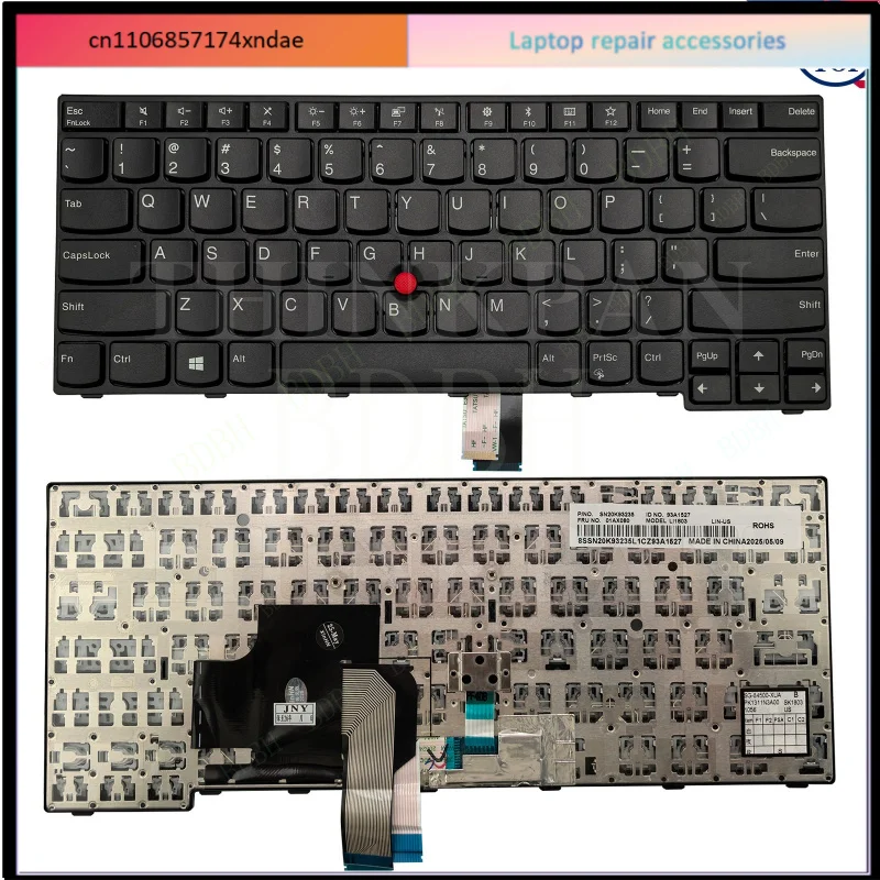 US Keyboard Non-Backlit for For For Lenovo For For Thinkpad E470 E470C E475 01AX080 01AX040