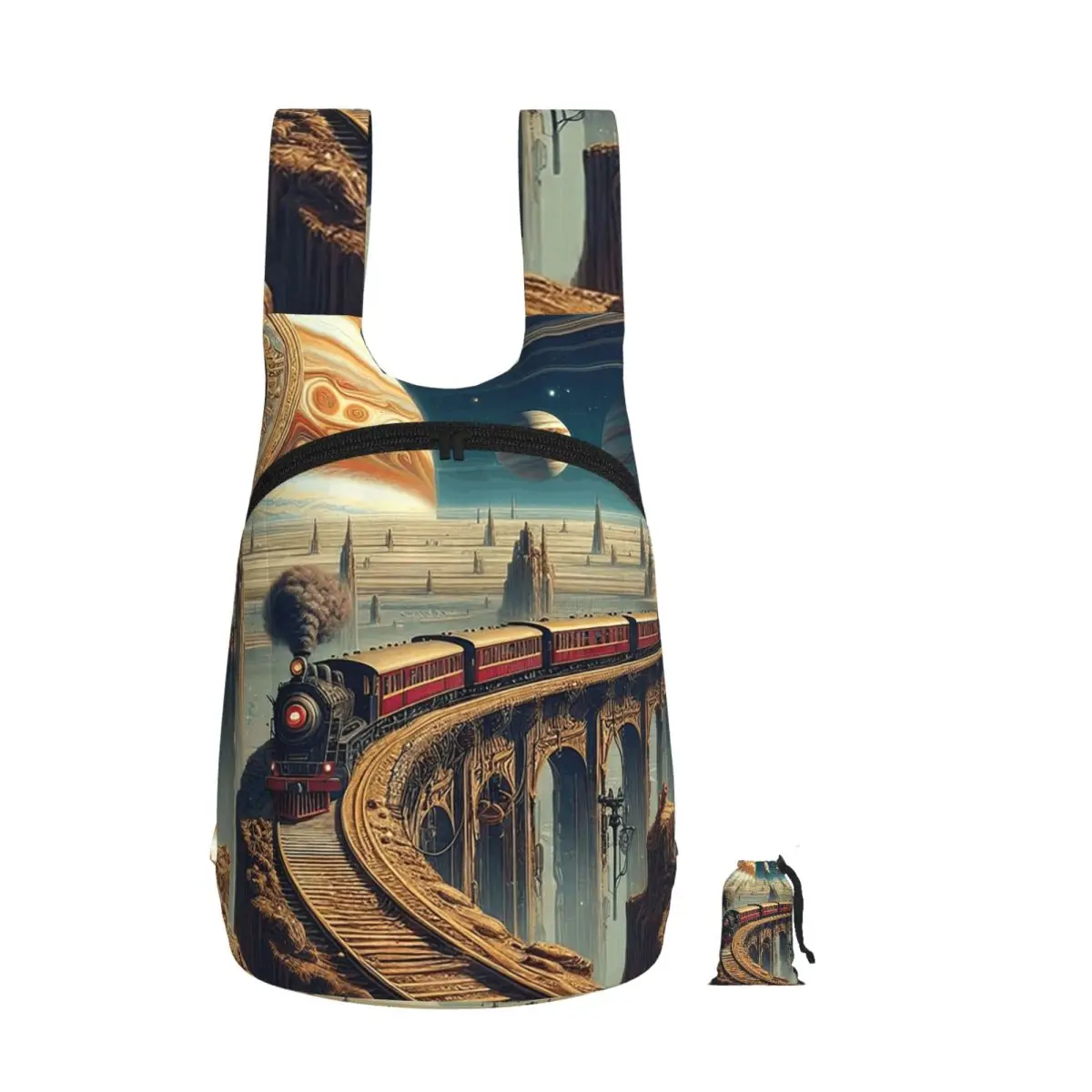 Magical Train Travels Around Jupiter Backpack Student Storage BookBag Kids School Bag Laptop Shoulder Bags for Men Women